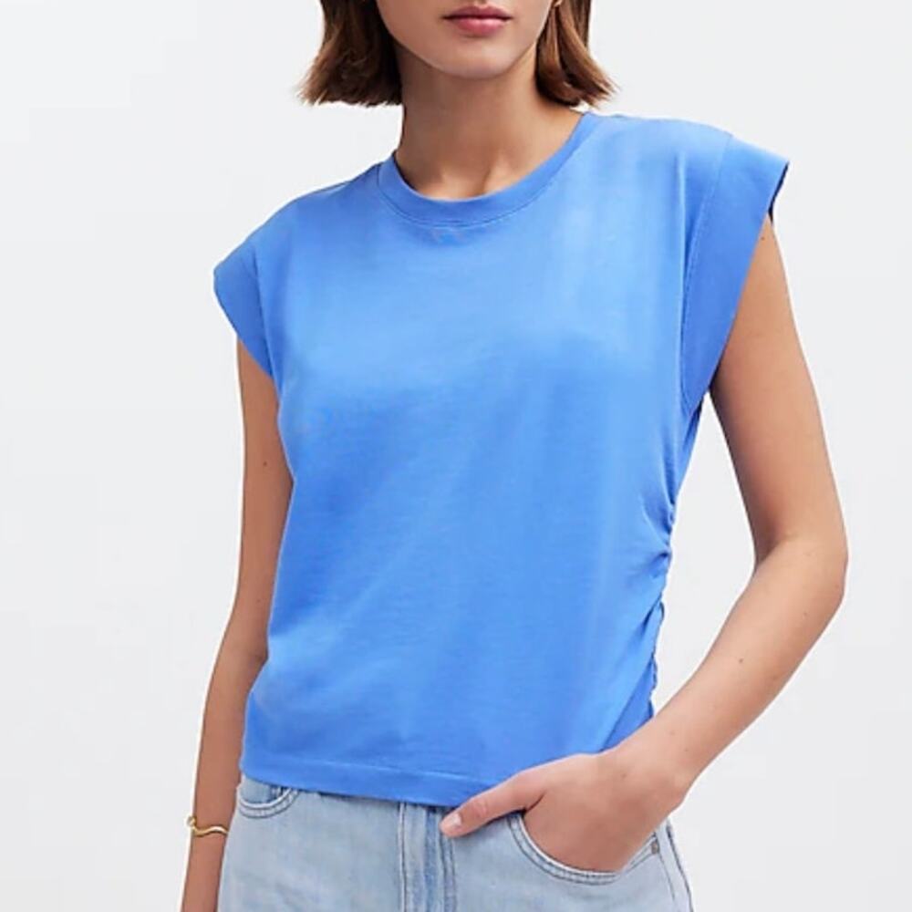 NWT Madewell Sutro Side-Cinch Muscle Tee in Celeste Blue NJ787